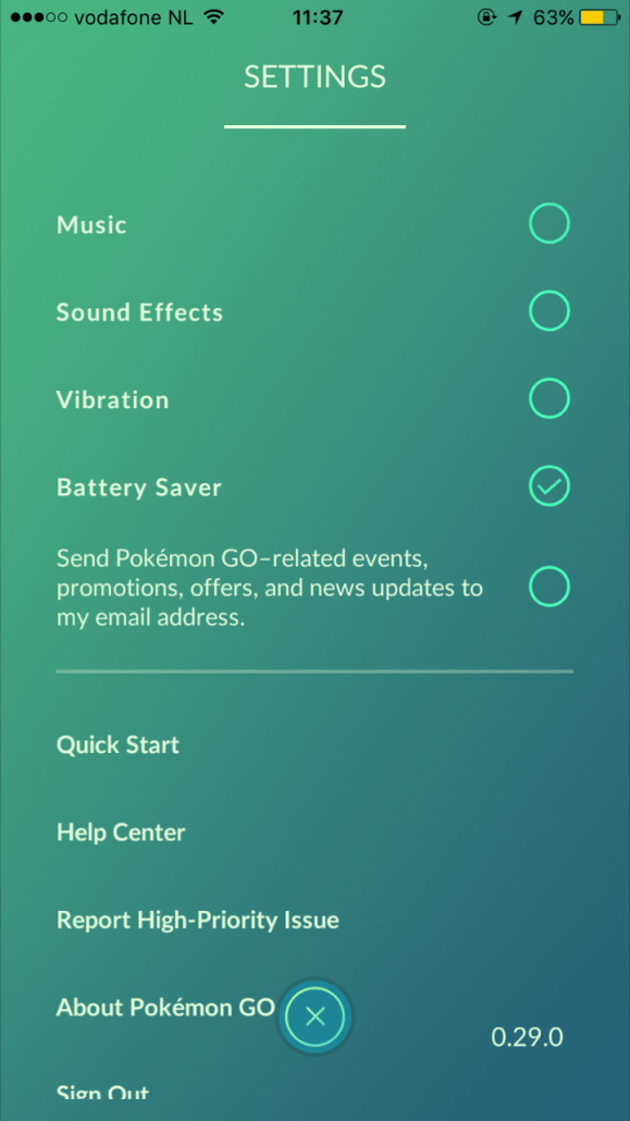 batterij saver op pokemon go app iphone